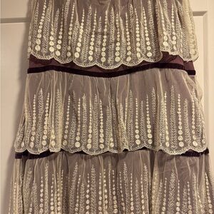 Odille Cream and Brown Maxi Skirt